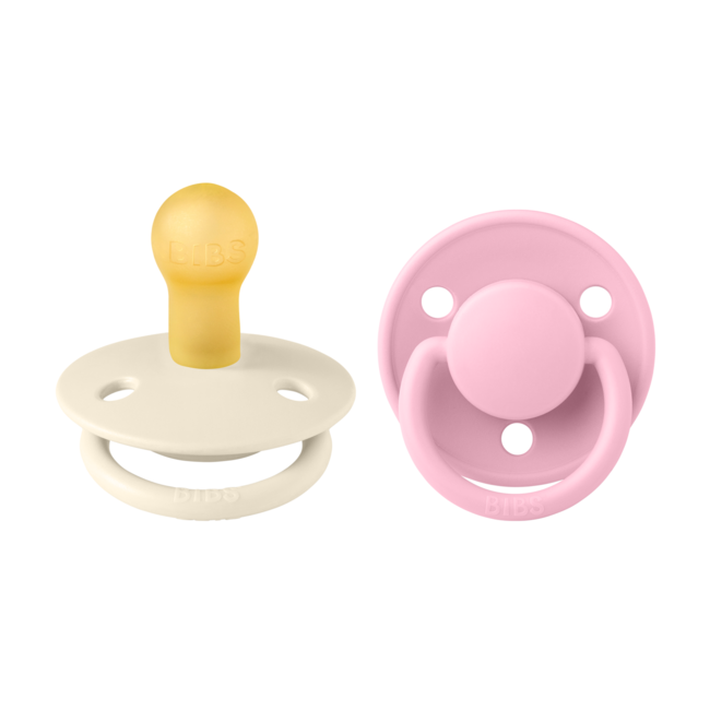 Bibs - set 2 suzete de lux latex, tetina rotunda, 0 luni +-ivory/baby pink bbb180214