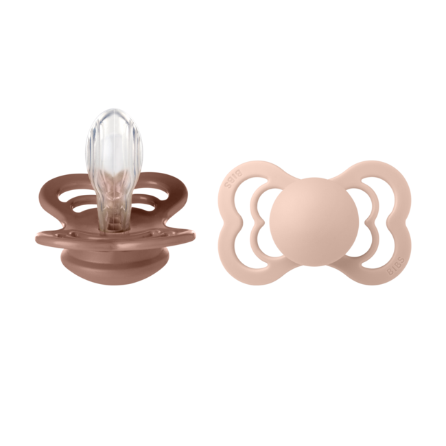 Bibs - set 2 suzete supreme silicon, tetina simetrica, 6 luni +-blush/woodchuck  bbb260337