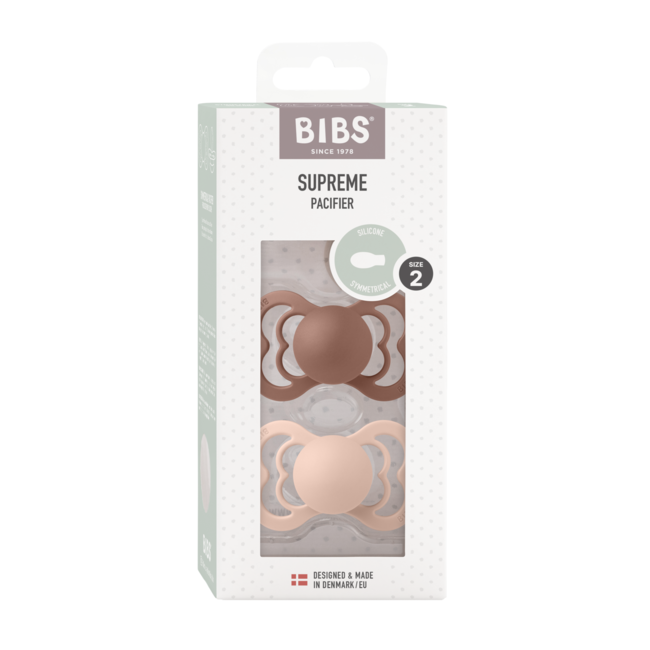 Bibs - set 2 suzete supreme silicon, tetina simetrica, 6 luni +-blush/woodchuck  bbb260337