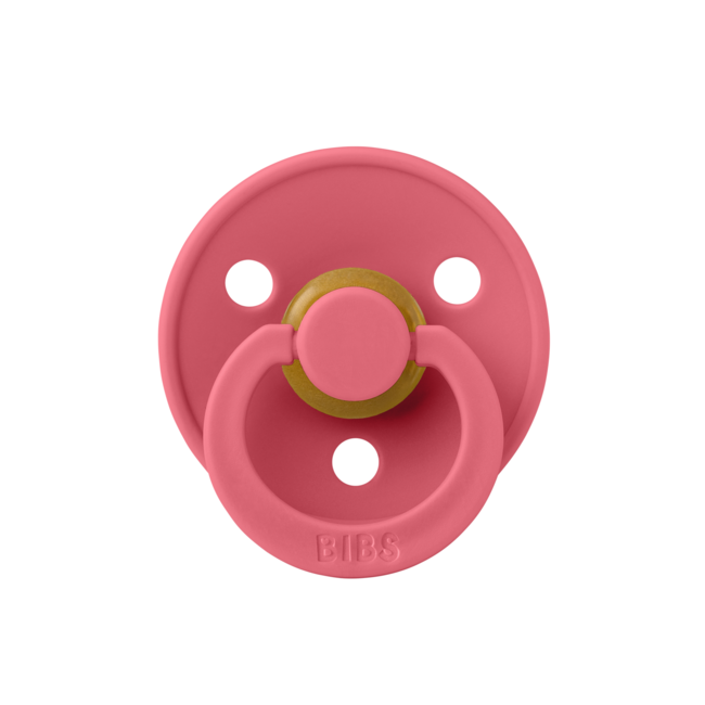 Bibs - suzeta colour latex, tetina rotunda, 0 luni +-coral bbb100262c