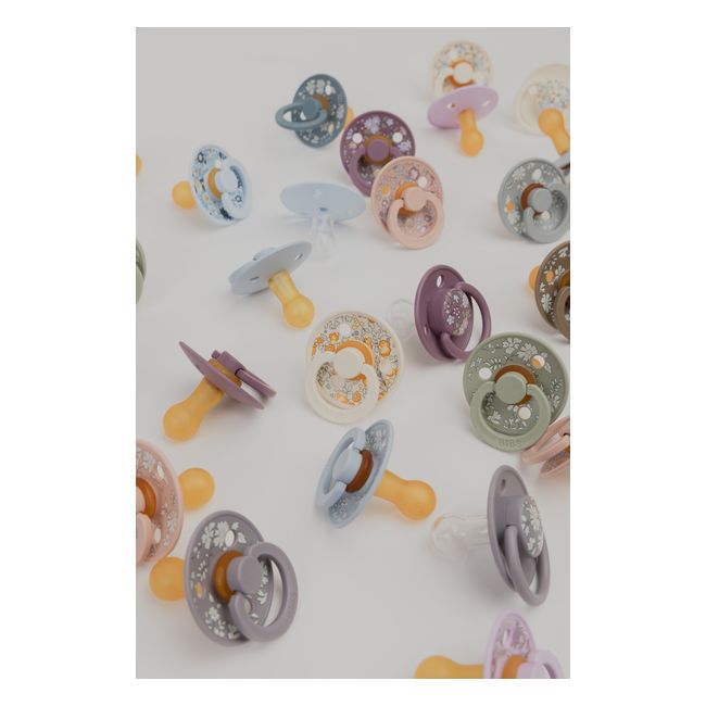 Bibs x liberty - set 2 suzete colour chamomile lawn latex, tetina rotunda, 0 luni+-baby blue/steel blue bbb11012102