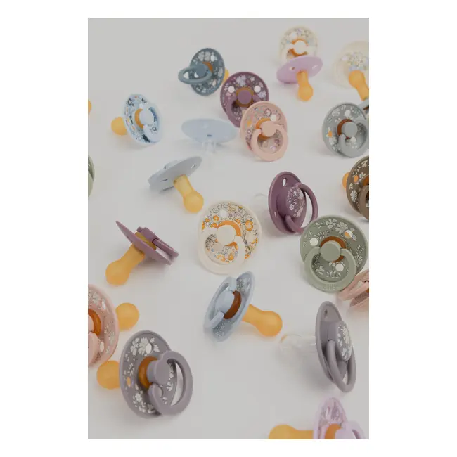 Bibs x liberty - set 2 suzete colour chamomile lawn latex, tetina rotunda, 6 luni+-baby blue/steel blue bbb12012102