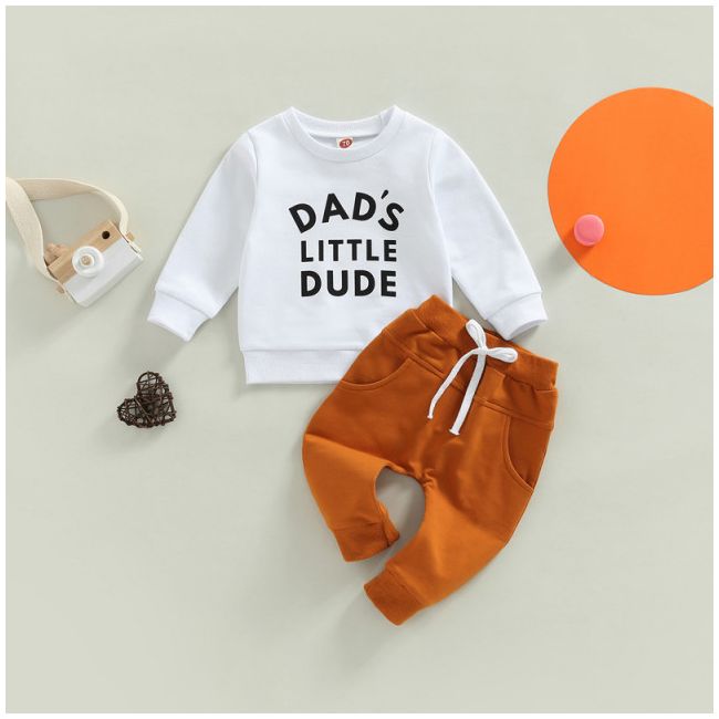 Compleu cu bluzita alba pentru baietei - Dad's little dude AM905-2-de3