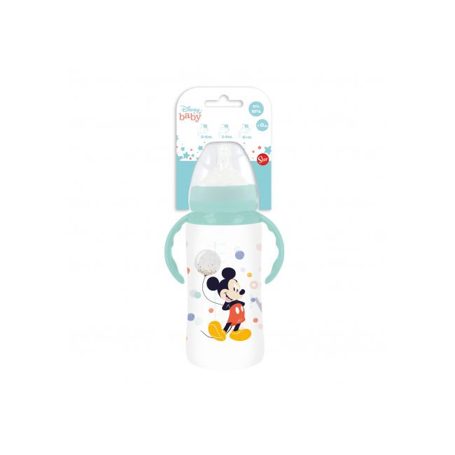 DISNEY MICKEY BIBERON 360 ML ANTICOLICI , DEBIT VARIABIL, CU MANER DNBST13004