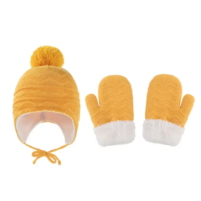 Set galben mustar caciulita si manusi - Bella MBHT2023-95-3-ca6