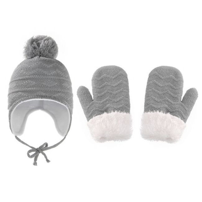 Set gri caciulita si manusi - bella (marime disponibila: 3-6 luni (marimea 18 incaltaminte)) mbht2023-95-5-ca6.3-6 luni (marimea 18 incaltaminte)