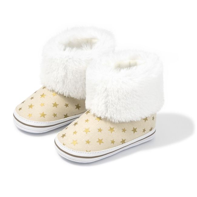 Cizmulite crem cu steluta aurii si blanita alba MBZY2059-sa26
