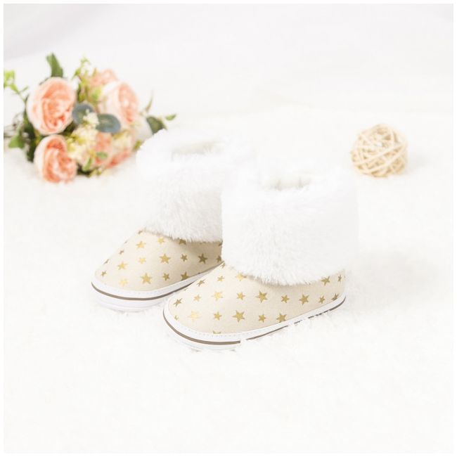 Cizmulite crem cu steluta aurii si blanita alba MBZY2059-sa26