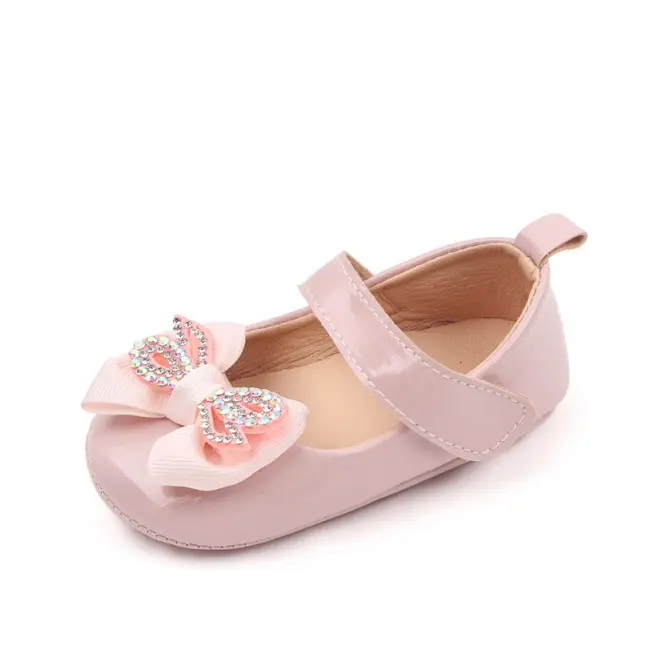 Pantofiori cu fundita cu strasuri, roz, din lac MDBB3029-3-p8