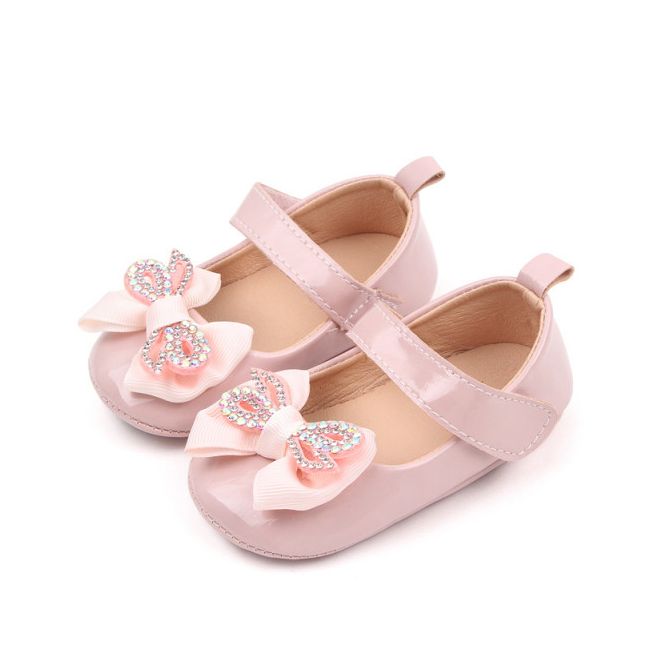 Pantofiori cu fundita cu strasuri, roz, din lac MDBB3029-3-p8