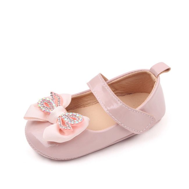 Pantofiori cu fundita cu strasuri, roz, din lac MDBB3029-3-p8