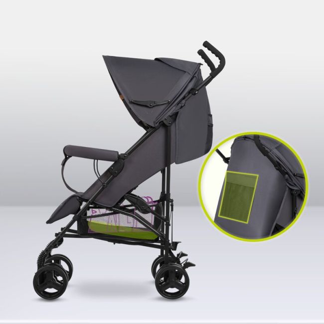 Lionelo - Carucior sport Elia, Cu husa de picioare, Cu plasa de tantari, Conform cu standardul european de securitate EN1888-1, Gri inchis BYNLO-ELIA_GREY_WHITE
