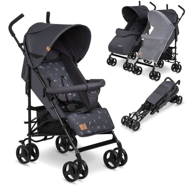 Lionelo - Carucior sport Elia, Cu husa de picioare, Cu plasa de tantari, Conform cu standardul european de securitate EN1888-1, Gri inchis BYNLO-ELIA_GREY_WHITE