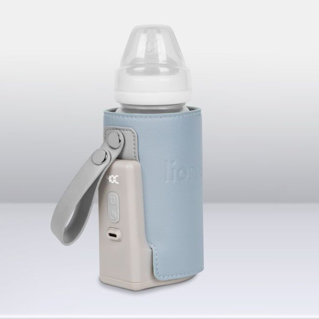 Lionelo - Incalzitor biberoane ThermUp Go Plus, Portabil, Cu aspect elegant, Temperatura constanta pana la 24 h, Incarcare USB, Albastru deschis BYNLOC-THERMUP_GO_PLUS_BLUE_SKY