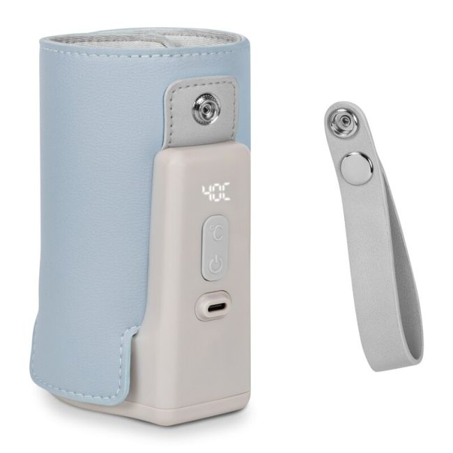Lionelo - Incalzitor biberoane ThermUp Go Plus, Portabil, Cu aspect elegant, Temperatura constanta pana la 24 h, Incarcare USB, Albastru deschis BYNLOC-THERMUP_GO_PLUS_BLUE_SKY