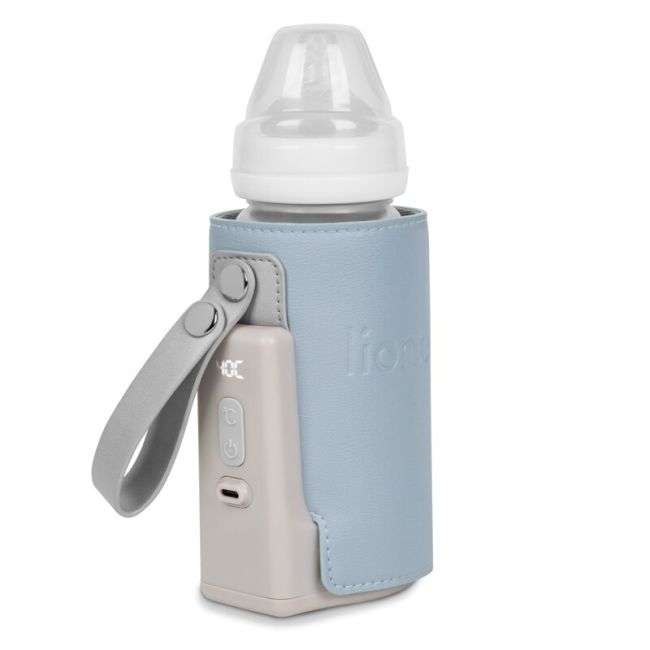 Lionelo - Incalzitor biberoane ThermUp Go Plus, Portabil, Cu aspect elegant, Temperatura constanta pana la 24 h, Incarcare USB, Albastru deschis BYNLOC-THERMUP_GO_PLUS_BLUE_SKY