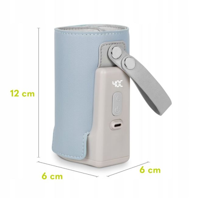 Lionelo - Incalzitor biberoane ThermUp Go Plus, Portabil, Cu aspect elegant, Temperatura constanta pana la 24 h, Incarcare USB, Albastru deschis BYNLOC-THERMUP_GO_PLUS_BLUE_SKY