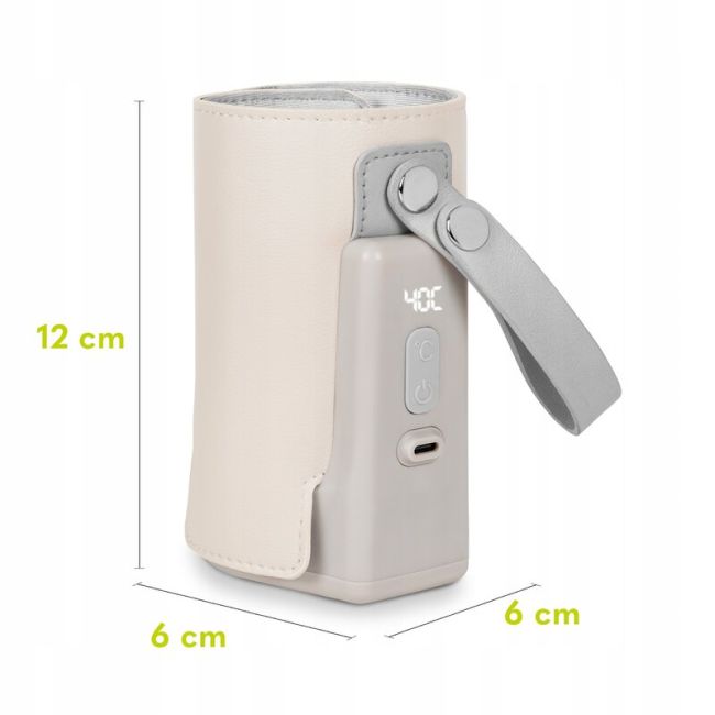 Lionelo - Incalzitor biberoane ThermUp Go Plus, Portabil, Cu aspect elegant, Temperatura constanta pana la 24 h, Incarcare USB, Bej BYNLOC-THERMUP_GO_PLUS_BEIGE_SAND