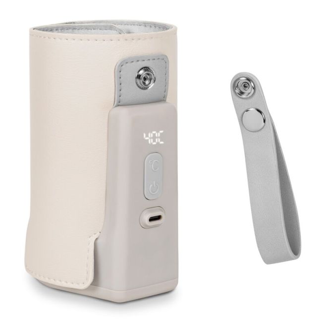 Lionelo - Incalzitor biberoane ThermUp Go Plus, Portabil, Cu aspect elegant, Temperatura constanta pana la 24 h, Incarcare USB, Bej BYNLOC-THERMUP_GO_PLUS_BEIGE_SAND