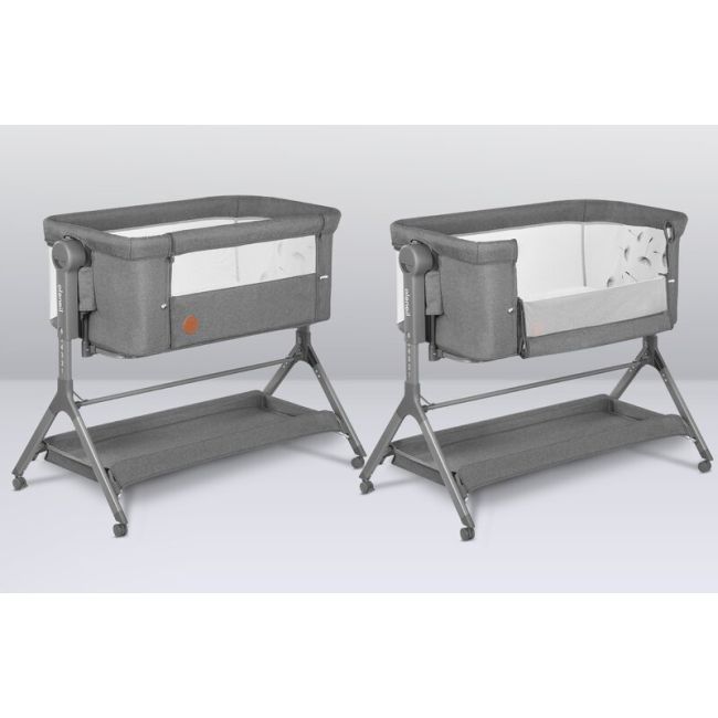 Lionelo - Patut co-sleeper Leonie Plus, Pliabil, Cu sistem de leganare, Cu setare unghiulara, Reglabil in 6 pozitii pe inaltime, Conform cu standardele europeane de securitate EN1130 si EN16890, Gri BYNLO-LEONIE_PLUS_GREY_STONE