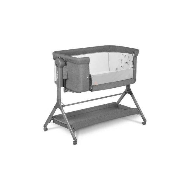 Lionelo - Patut co-sleeper Leonie Plus, Pliabil, Cu sistem de leganare, Cu setare unghiulara, Reglabil in 6 pozitii pe inaltime, Conform cu standardele europeane de securitate EN1130 si EN16890, Gri BYNLO-LEONIE_PLUS_GREY_STONE