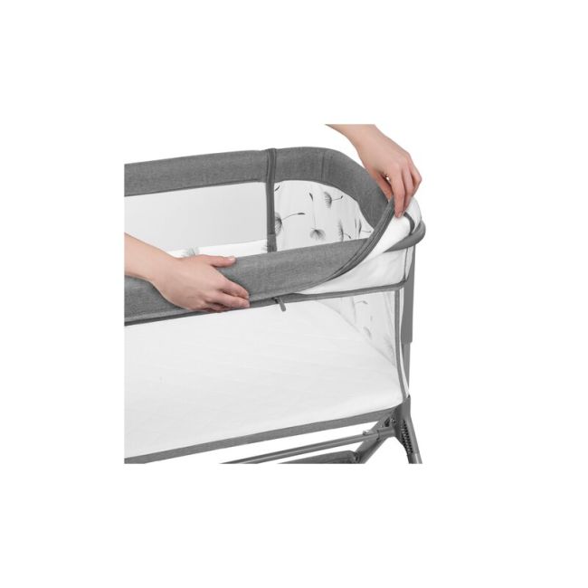Lionelo - Patut co-sleeper Leonie Plus, Pliabil, Cu sistem de leganare, Cu setare unghiulara, Reglabil in 6 pozitii pe inaltime, Conform cu standardele europeane de securitate EN1130 si EN16890, Gri BYNLO-LEONIE_PLUS_GREY_STONE