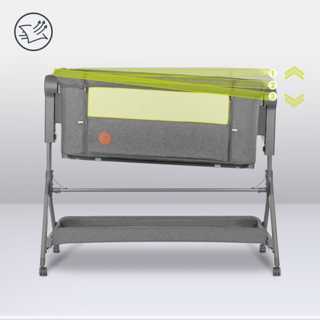 Lionelo - Patut co-sleeper Leonie Plus, Pliabil, Cu sistem de leganare, Cu setare unghiulara, Reglabil in 6 pozitii pe inaltime, Conform cu standardele europeane de securitate EN1130 si EN16890, Gri BYNLO-LEONIE_PLUS_GREY_STONE