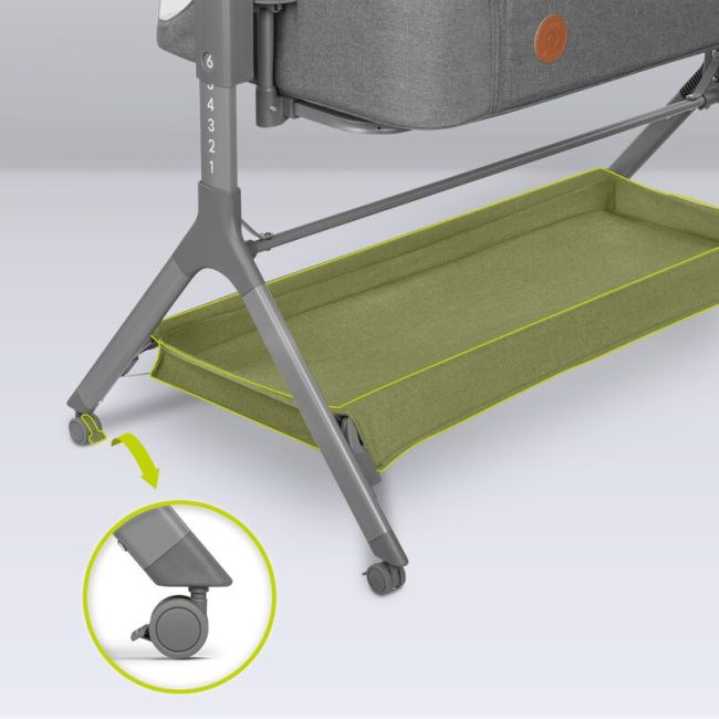 Lionelo - Patut co-sleeper Leonie Plus, Pliabil, Cu sistem de leganare, Cu setare unghiulara, Reglabil in 6 pozitii pe inaltime, Conform cu standardele europeane de securitate EN1130 si EN16890, Gri BYNLO-LEONIE_PLUS_GREY_STONE