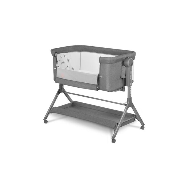 Lionelo - Patut co-sleeper Leonie Plus, Pliabil, Cu sistem de leganare, Cu setare unghiulara, Reglabil in 6 pozitii pe inaltime, Conform cu standardele europeane de securitate EN1130 si EN16890, Gri BYNLO-LEONIE_PLUS_GREY_STONE