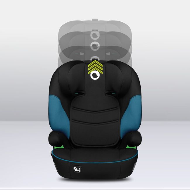 Lionelo - Scaun auto Lars i-Size, Cu tetiera reglabila in 10 pozitii, Cu pozitionare spre sensul de mers, 15-36 Kg, 100-150 cm, Conform cu standardul european de securitate ECE R129/03, Negru/Albastru BYNLO-LARS_I-SIZE_GREEN_TURQUOISE