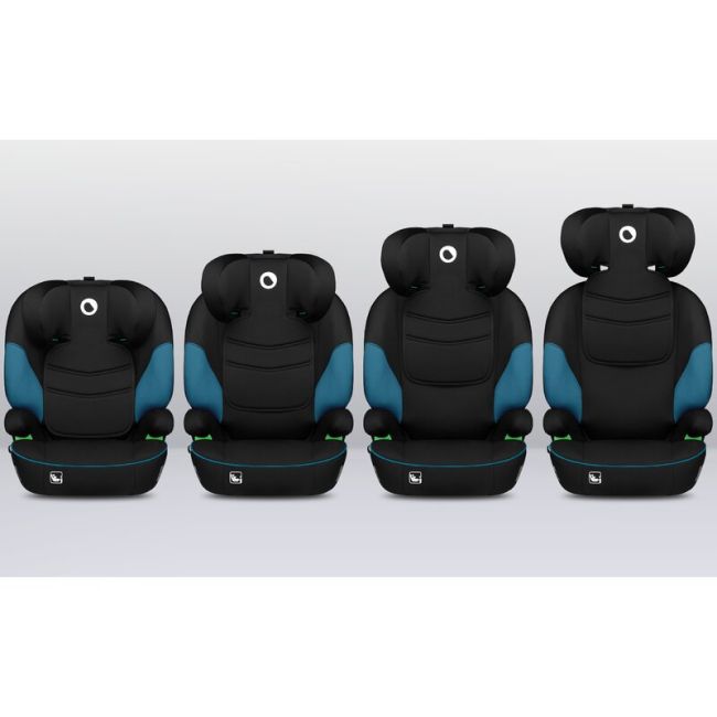 Lionelo - Scaun auto Lars i-Size, Cu tetiera reglabila in 10 pozitii, Cu pozitionare spre sensul de mers, 15-36 Kg, 100-150 cm, Conform cu standardul european de securitate ECE R129/03, Negru/Albastru BYNLO-LARS_I-SIZE_GREEN_TURQUOISE