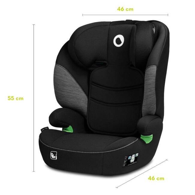 Lionelo - Scaun auto Lars i-Size, Cu tetiera reglabila in 10 pozitii, Cu pozitionare spre sensul de mers, 15-36 Kg, 100-150 cm, Conform cu standardul european de securitate ECE R129/03, Negru/Gri BYNLO-LARS_I-SIZE_BLACK_GREY