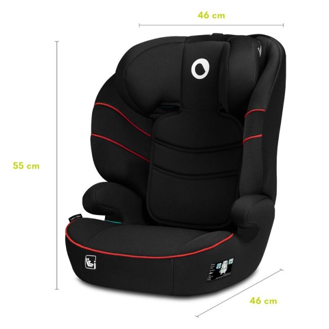 Lionelo - Scaun auto Lars i-Size, Cu tetiera reglabila in 10 pozitii, Cu pozitionare spre sensul de mers, 15-36 Kg, 100-150 cm, Conform cu standardul european de securitate ECE R129/03, Negru/Rosu BYNLO-LARS_I-SIZE_SPORTY_BLACK_RED