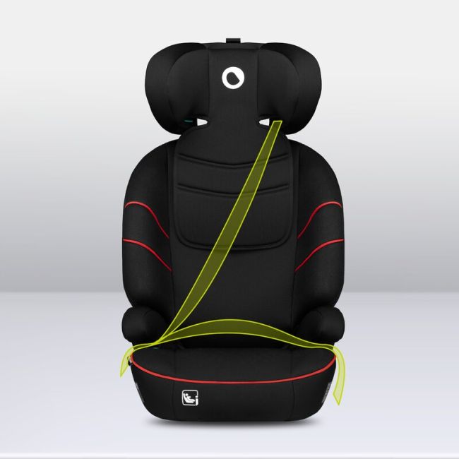 Lionelo - Scaun auto Lars i-Size, Cu tetiera reglabila in 10 pozitii, Cu pozitionare spre sensul de mers, 15-36 Kg, 100-150 cm, Conform cu standardul european de securitate ECE R129/03, Negru/Rosu BYNLO-LARS_I-SIZE_SPORTY_BLACK_RED