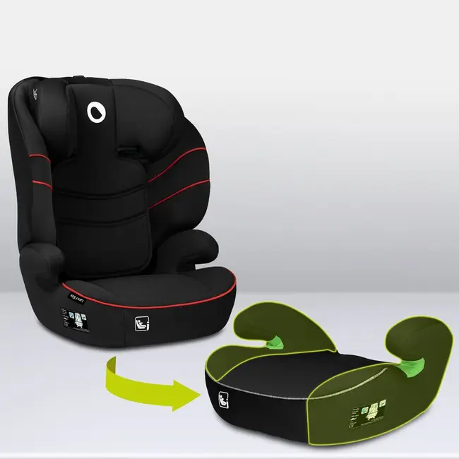 Lionelo - Scaun auto Lars i-Size, Cu tetiera reglabila in 10 pozitii, Cu pozitionare spre sensul de mers, 15-36 Kg, 100-150 cm, Conform cu standardul european de securitate ECE R129/03, Negru/Rosu BYNLO-LARS_I-SIZE_SPORTY_BLACK_RED