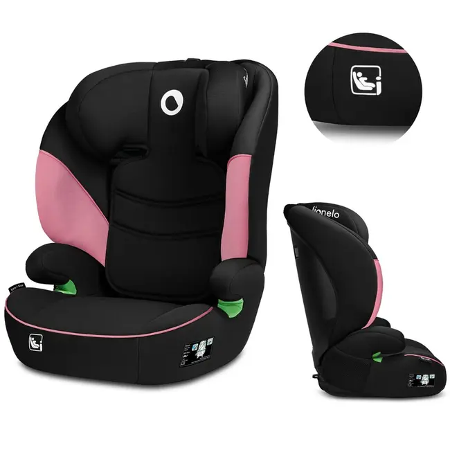 Lionelo - Scaun auto Lars i-Size, Cu tetiera reglabila in 10 pozitii, Cu pozitionare spre sensul de mers, 15-36 Kg, 100-150 cm, Conform cu standardul european de securitate ECE R129/03, Roz BYNLO-LARS_I-SIZE_PINK_BABY