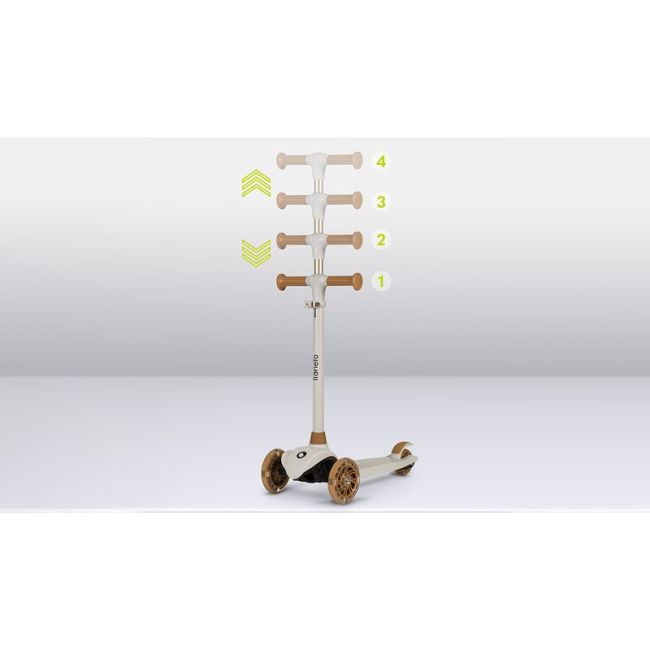 Lionelo - Trotineta pentru copii, Jessy, Pliabila, Pana la 50 Kg, Cu design ergonomic, Cu lumini LED, 56 x 26 x 67-82 cm, 3 ani+, Maro BYNLOE-JESSY_GREY_BROWN