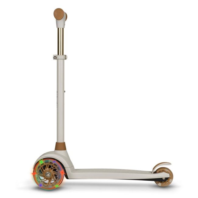 Lionelo - Trotineta pentru copii, Jessy, Pliabila, Pana la 50 Kg, Cu design ergonomic, Cu lumini LED, 56 x 26 x 67-82 cm, 3 ani+, Maro BYNLOE-JESSY_GREY_BROWN