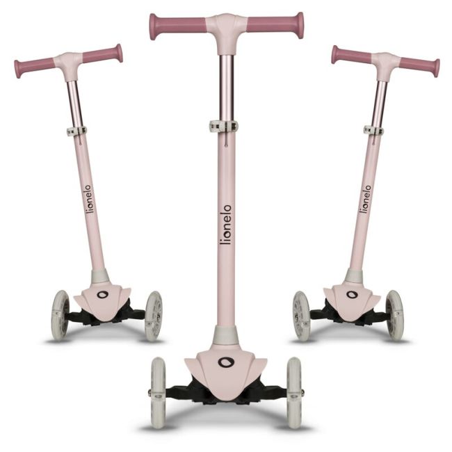 Lionelo - Trotineta pentru copii, Jessy, Pliabila, Pana la 50 Kg, Cu design ergonomic, Cu lumini LED, 56 x 26 x 67-82 cm, 3 ani+, Roz BYNLOE-JESSY_PINK_ROSE