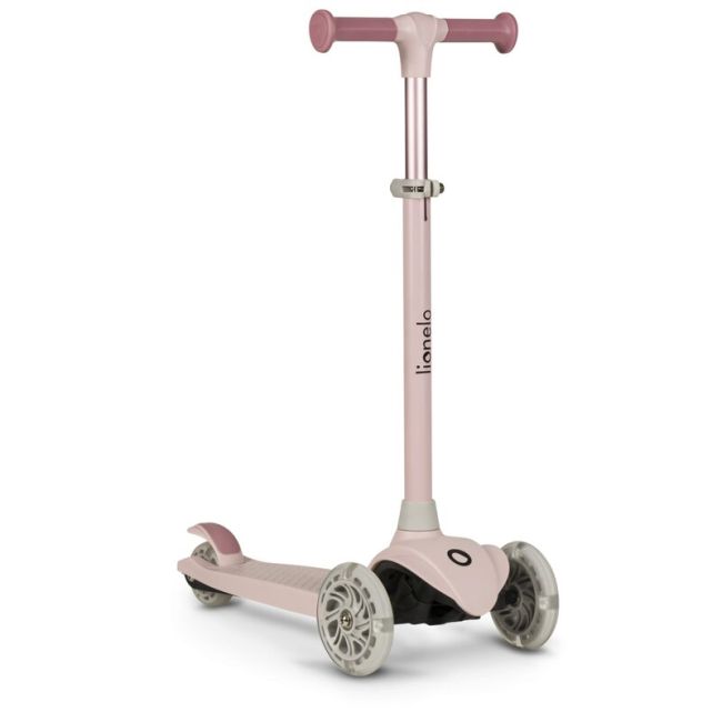 Lionelo - Trotineta pentru copii, Jessy, Pliabila, Pana la 50 Kg, Cu design ergonomic, Cu lumini LED, 56 x 26 x 67-82 cm, 3 ani+, Roz BYNLOE-JESSY_PINK_ROSE
