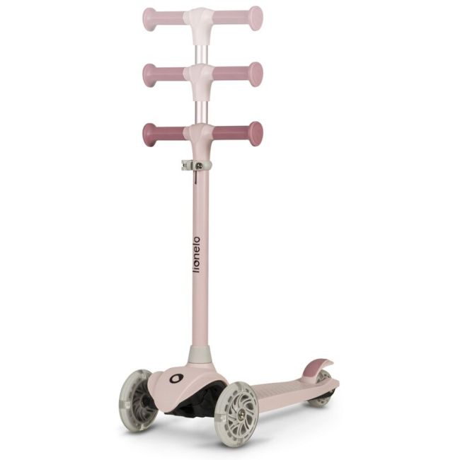 Lionelo - Trotineta pentru copii, Jessy, Pliabila, Pana la 50 Kg, Cu design ergonomic, Cu lumini LED, 56 x 26 x 67-82 cm, 3 ani+, Roz BYNLOE-JESSY_PINK_ROSE