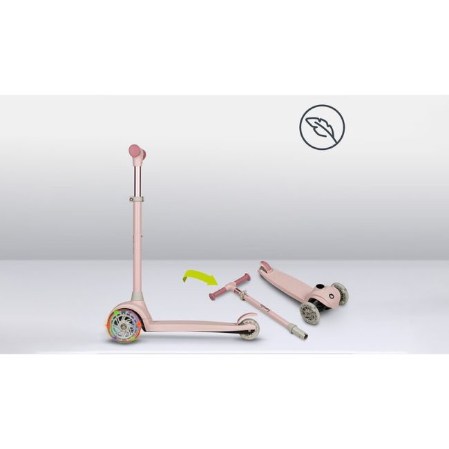 Lionelo - Trotineta pentru copii, Jessy, Pliabila, Pana la 50 Kg, Cu design ergonomic, Cu lumini LED, 56 x 26 x 67-82 cm, 3 ani+, Roz BYNLOE-JESSY_PINK_ROSE