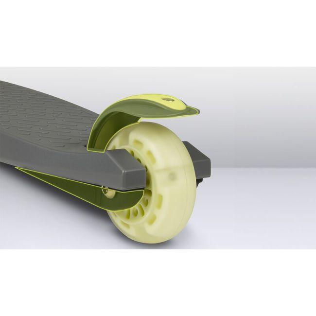 Lionelo - Trotineta pentru copii, Jessy, Pliabila, Pana la 50 Kg, Cu design ergonomic, Cu lumini LED, 56 x 26 x 67-82 cm, 3 ani+, Verde BYNLOE-JESSY_GREY_GREEN