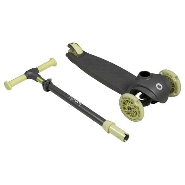 Lionelo - Trotineta pentru copii, Jessy, Pliabila, Pana la 50 Kg, Cu design ergonomic, Cu lumini LED, 56 x 26 x 67-82 cm, 3 ani+, Verde BYNLOE-JESSY_GREY_GREEN