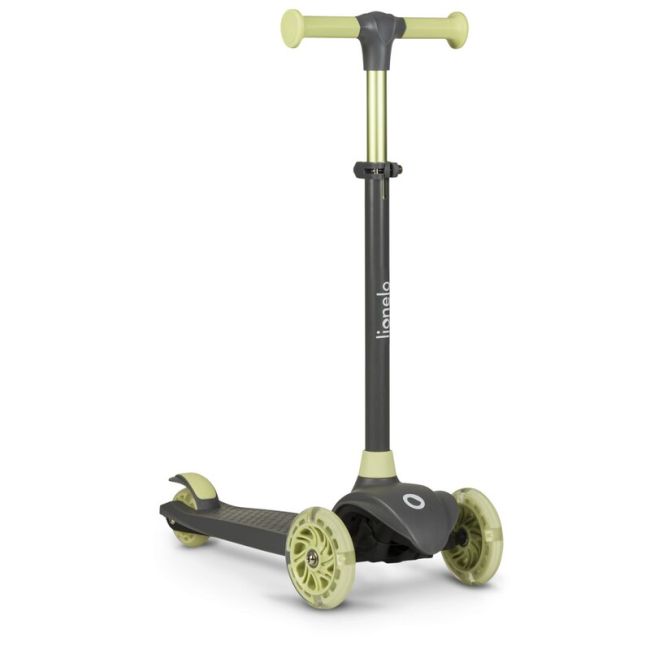 Lionelo - Trotineta pentru copii, Jessy, Pliabila, Pana la 50 Kg, Cu design ergonomic, Cu lumini LED, 56 x 26 x 67-82 cm, 3 ani+, Verde BYNLOE-JESSY_GREY_GREEN