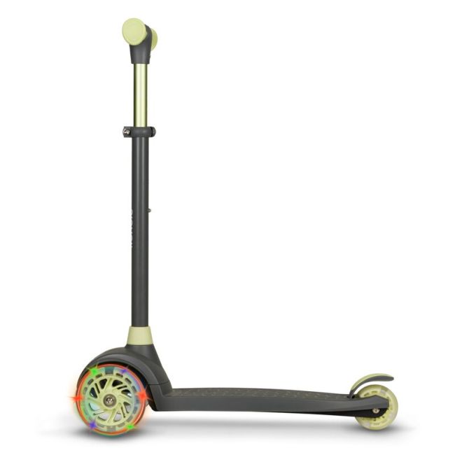 Lionelo - Trotineta pentru copii, Jessy, Pliabila, Pana la 50 Kg, Cu design ergonomic, Cu lumini LED, 56 x 26 x 67-82 cm, 3 ani+, Verde BYNLOE-JESSY_GREY_GREEN