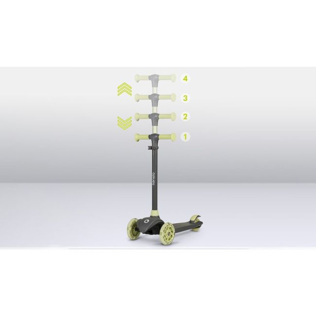 Lionelo - Trotineta pentru copii, Jessy, Pliabila, Pana la 50 Kg, Cu design ergonomic, Cu lumini LED, 56 x 26 x 67-82 cm, 3 ani+, Verde BYNLOE-JESSY_GREY_GREEN