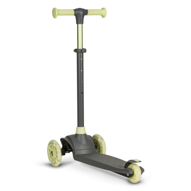 Lionelo - Trotineta pentru copii, Jessy, Pliabila, Pana la 50 Kg, Cu design ergonomic, Cu lumini LED, 56 x 26 x 67-82 cm, 3 ani+, Verde BYNLOE-JESSY_GREY_GREEN