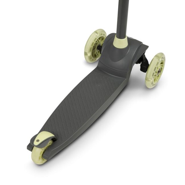 Lionelo - Trotineta pentru copii, Jessy, Pliabila, Pana la 50 Kg, Cu design ergonomic, Cu lumini LED, 56 x 26 x 67-82 cm, 3 ani+, Verde BYNLOE-JESSY_GREY_GREEN