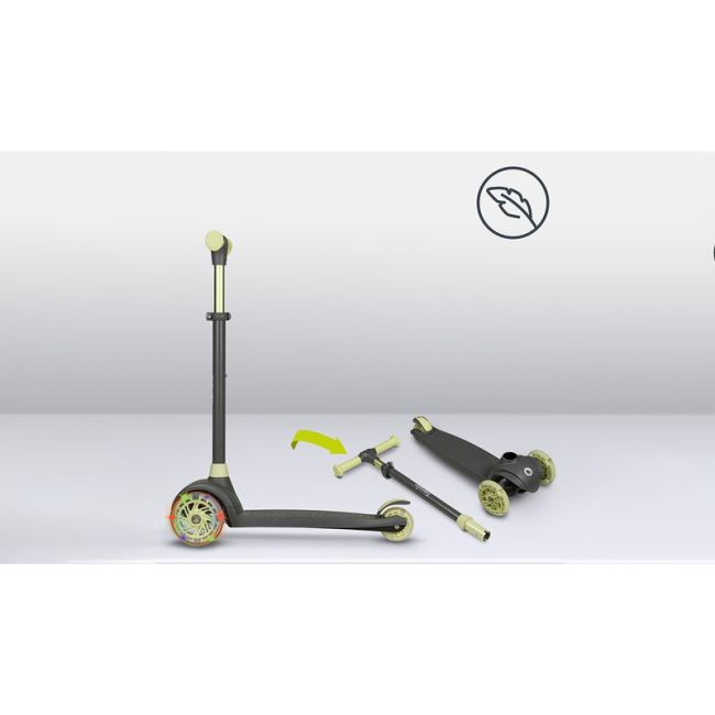 Lionelo - Trotineta pentru copii, Jessy, Pliabila, Pana la 50 Kg, Cu design ergonomic, Cu lumini LED, 56 x 26 x 67-82 cm, 3 ani+, Verde BYNLOE-JESSY_GREY_GREEN